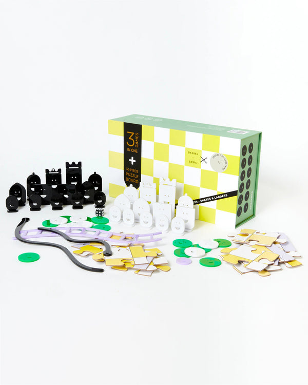 3 in 1 Game Set - Chess, Checkers,  Snakes & Ladders Games Journey of Something