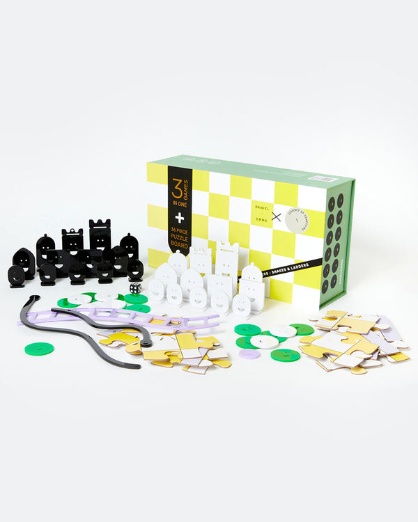 3 in 1 Game Set - Chess, Checkers,  Snakes & Ladders Games Journey of Something